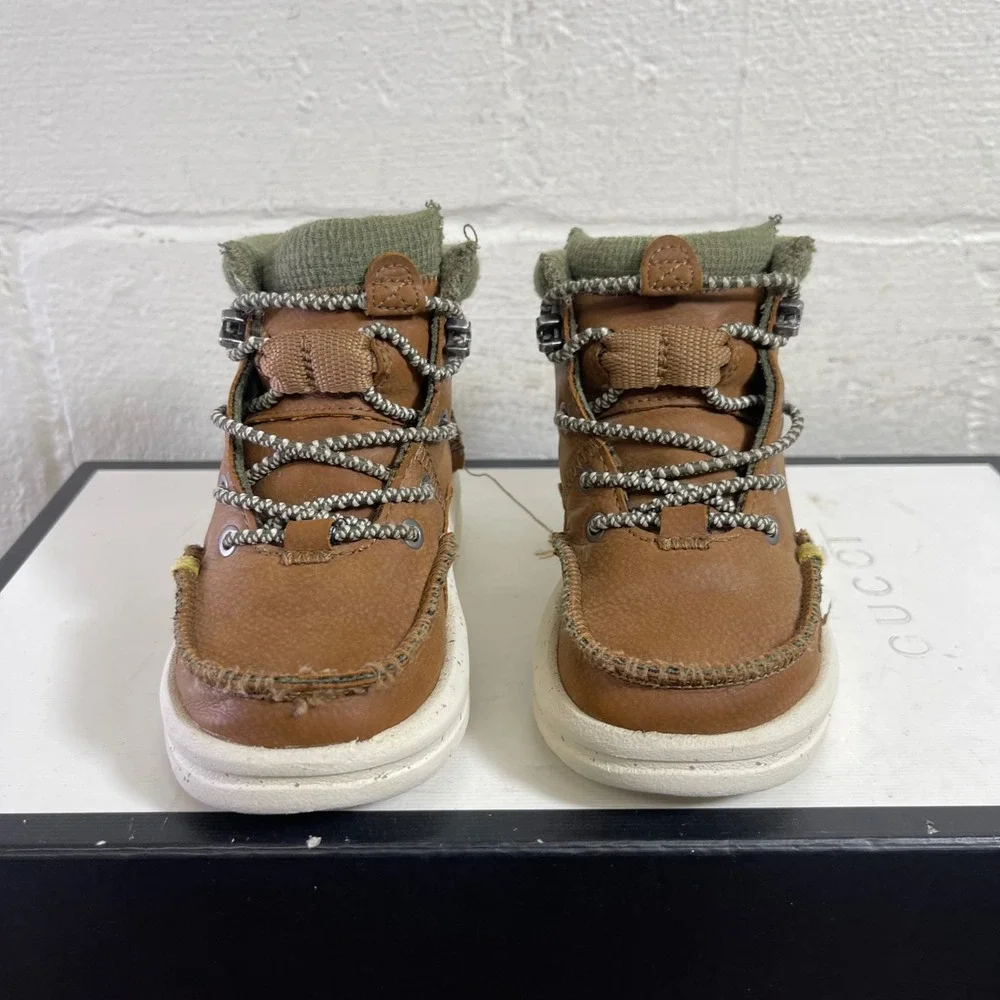Hey Dudes Toddler Bradley Classic‎ Leather Boots Walnut Brown Size TD8/25 EU